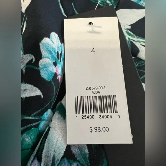 Banana Republic Silky Tropical Floral Navy Blue Pink Avery Pants Sz 4 NWT - Picture 4 of 12